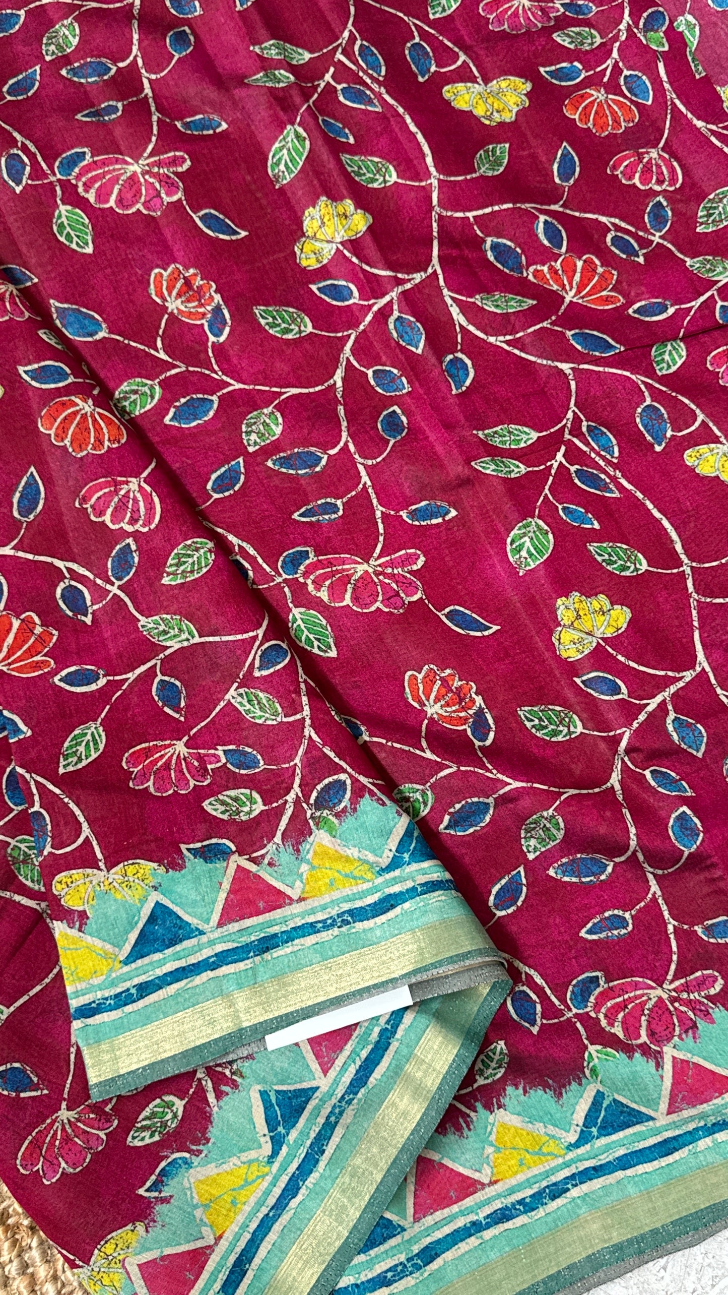 Pure Chanderi Cotton Silk Saree – Digital Batik Floral Print