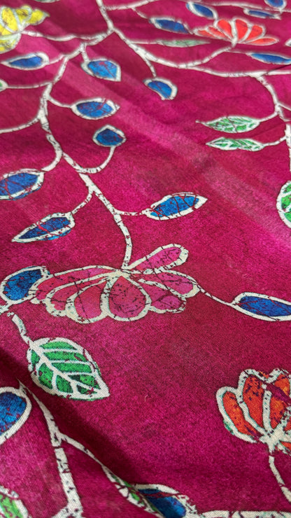 Pure Chanderi Cotton Silk Saree – Digital Batik Floral Print
