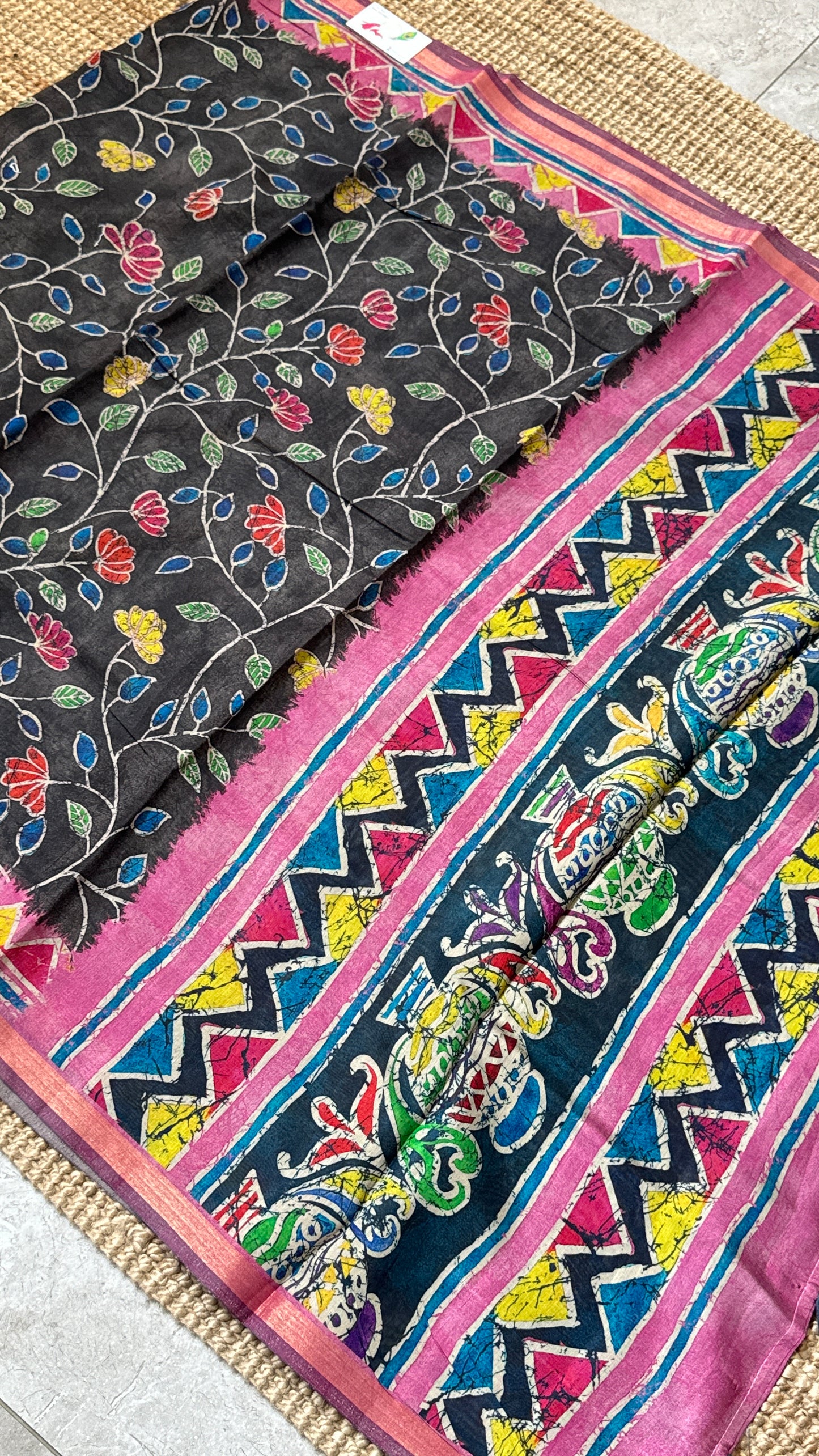 Pure Chanderi Cotton Silk Saree – Digital Batik Floral Print
