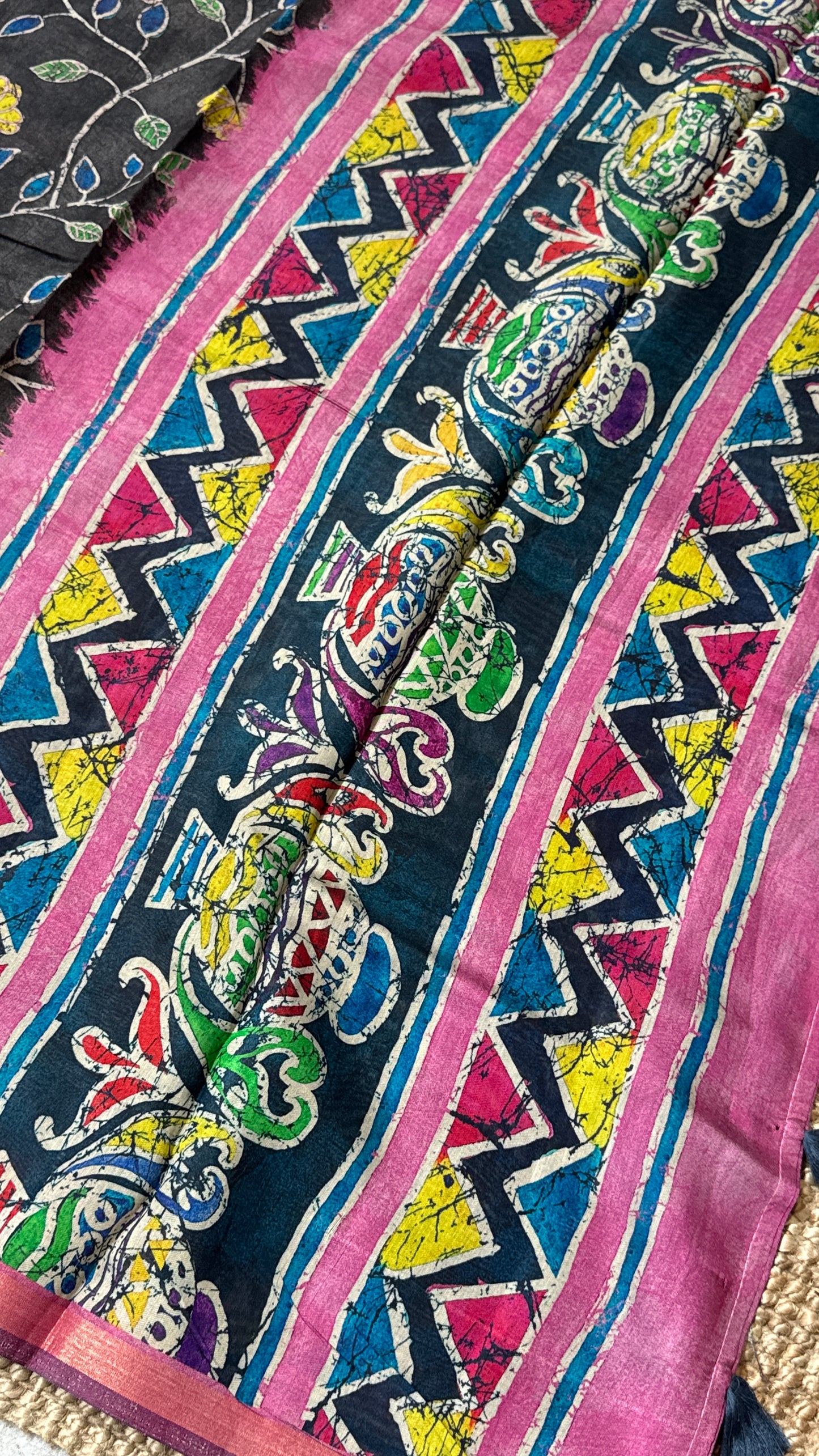 Pure Chanderi Cotton Silk Saree – Digital Batik Floral Print