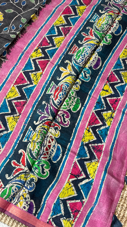 Pure Chanderi Cotton Silk Saree – Digital Batik Floral Print