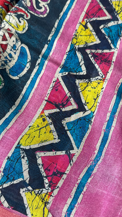 Pure Chanderi Cotton Silk Saree – Digital Batik Floral Print