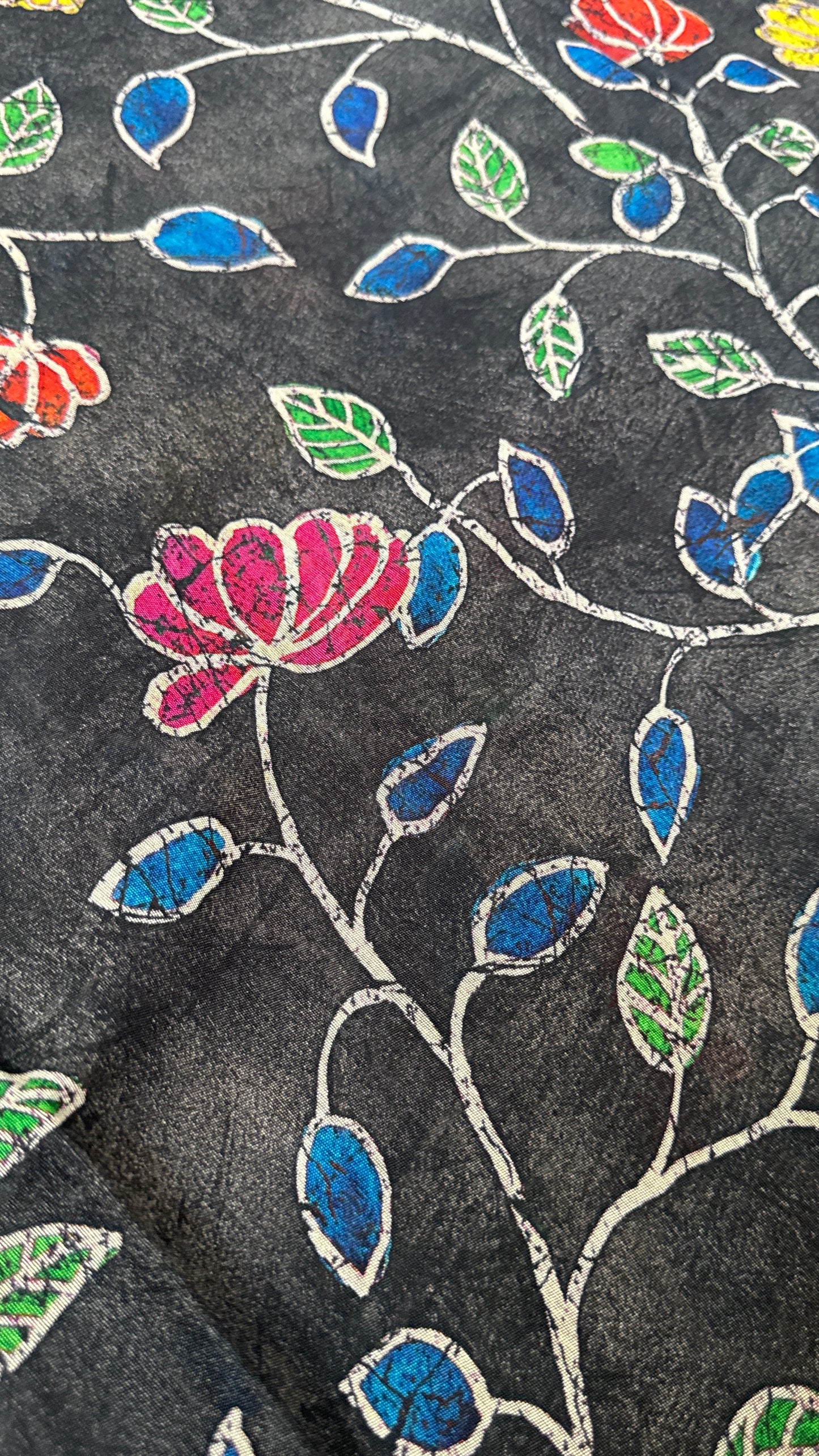 Pure Chanderi Cotton Silk Saree – Digital Batik Floral Print