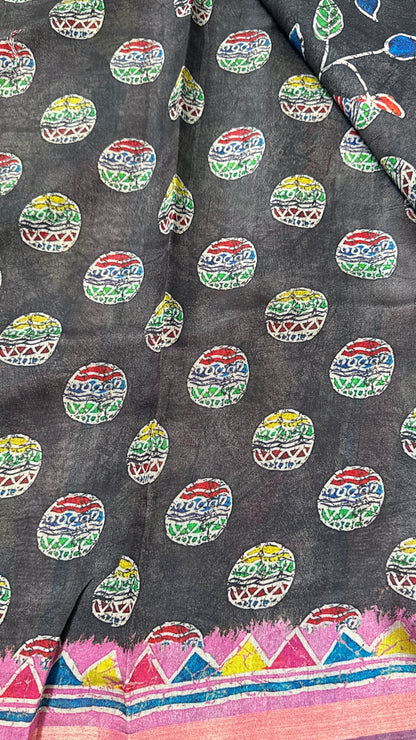 Pure Chanderi Cotton Silk Saree – Digital Batik Floral Print