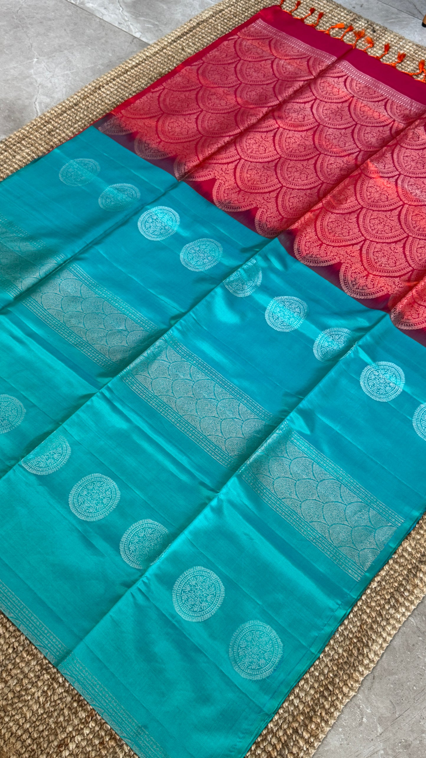 Copper Sulphate Blue Pure Soft Silk Saree | Silk Mark Certified