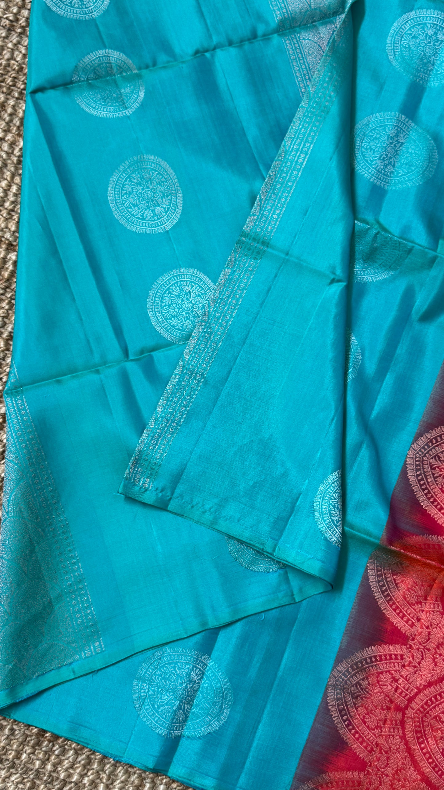 Copper Sulphate Blue Pure Soft Silk Saree | Silk Mark Certified