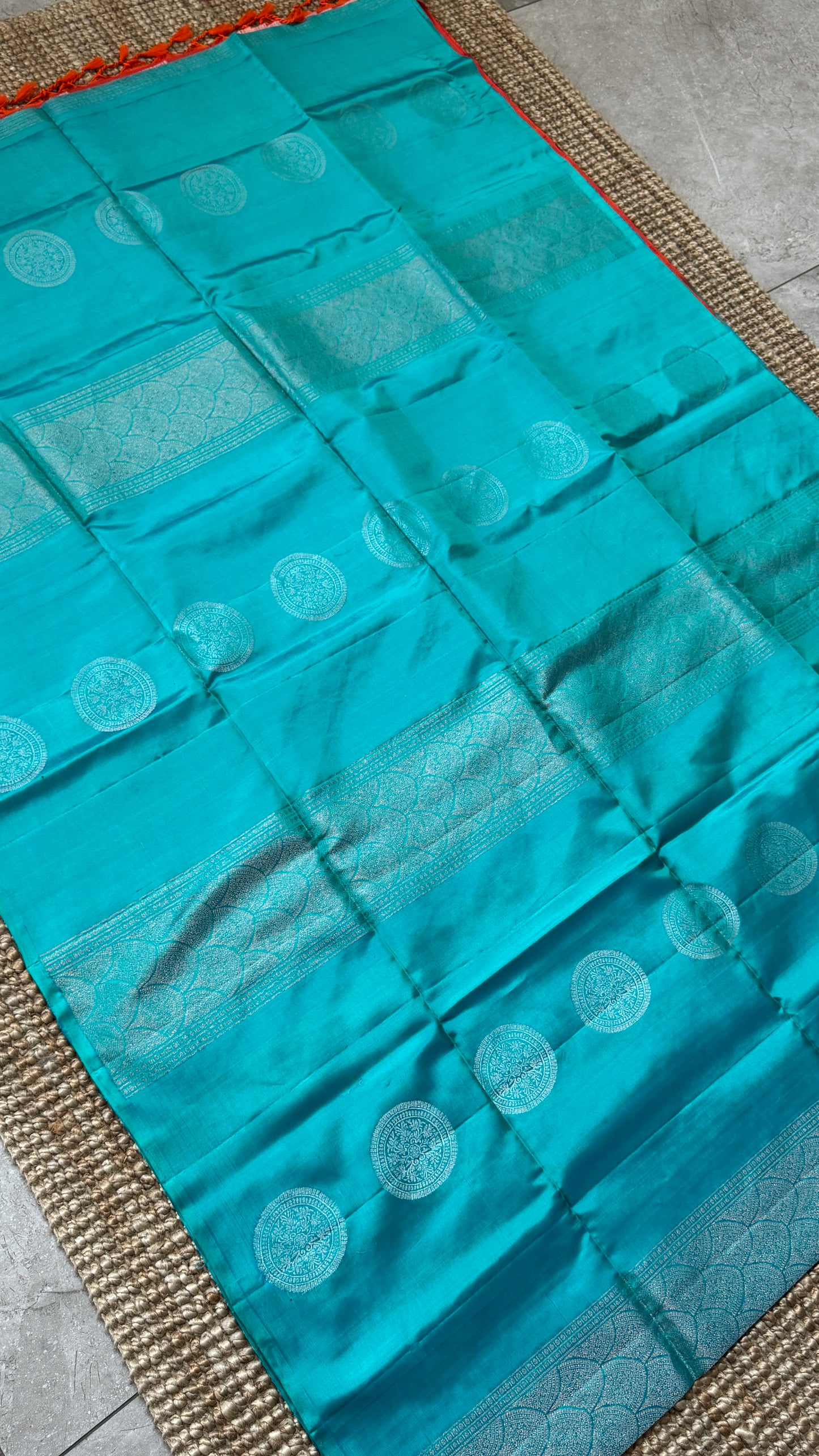 Copper Sulphate Blue Pure Soft Silk Saree | Silk Mark Certified