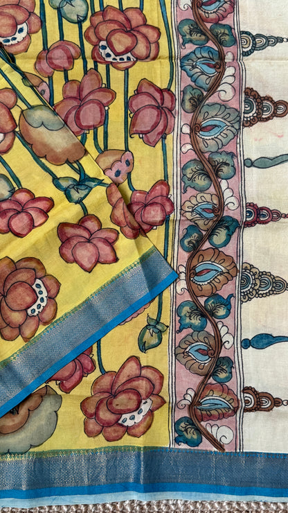 Hand-Painted Kalamkari Bangalore Silk Dupatta/Scarf