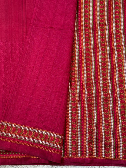 Raw silk embroidered saree – Maroon