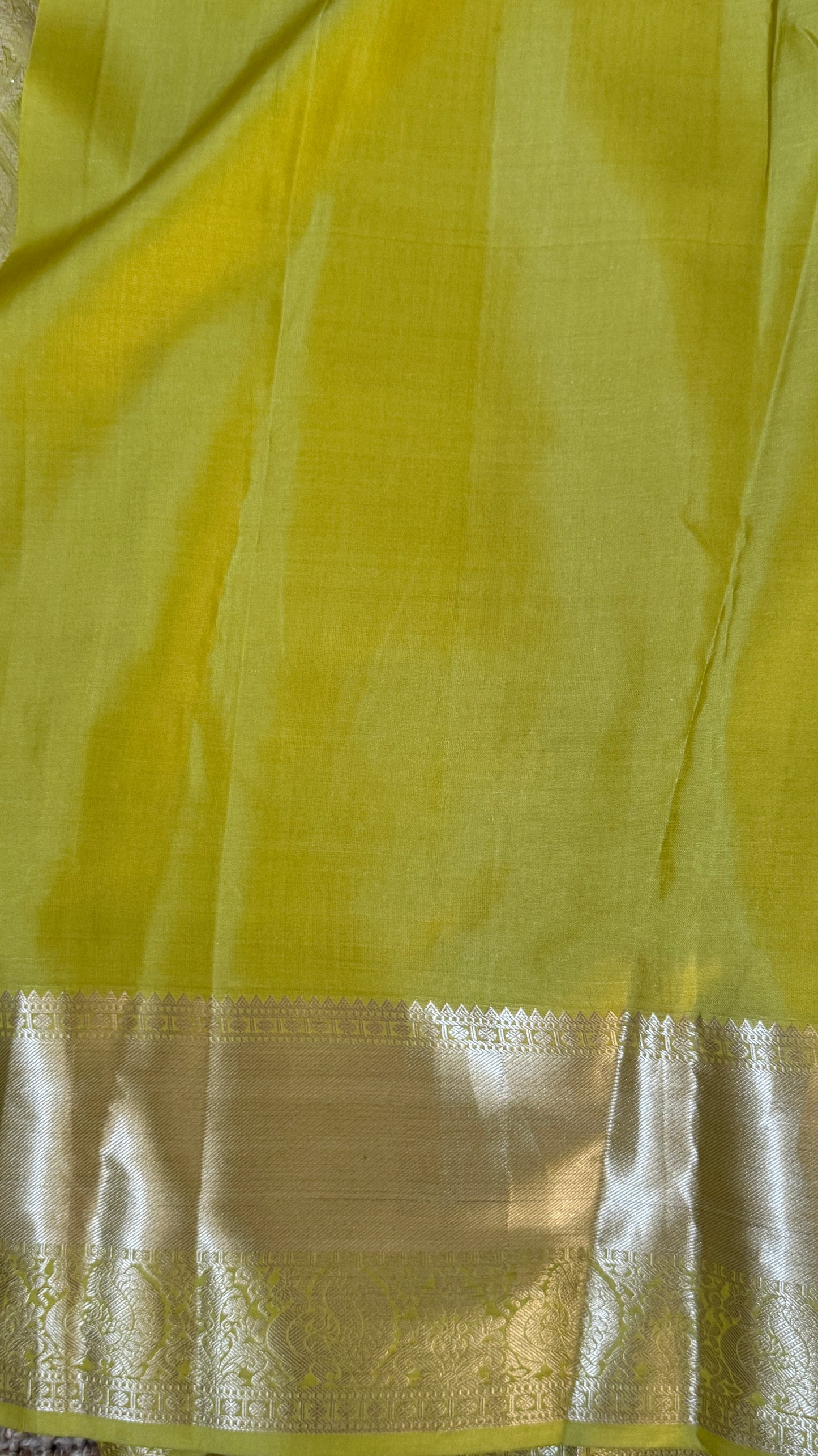 Mehendi Yellow & Green Pure Kanchipuram Silk Saree | Silk Mark Certified