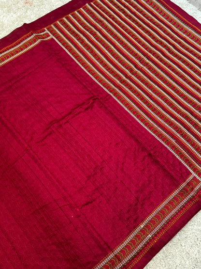 Raw silk embroidered saree – Maroon