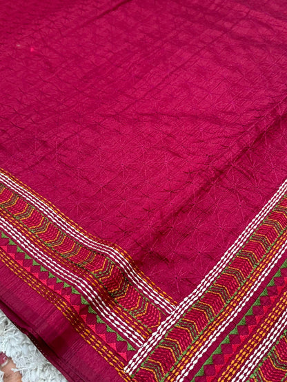 Raw silk embroidered saree – Maroon