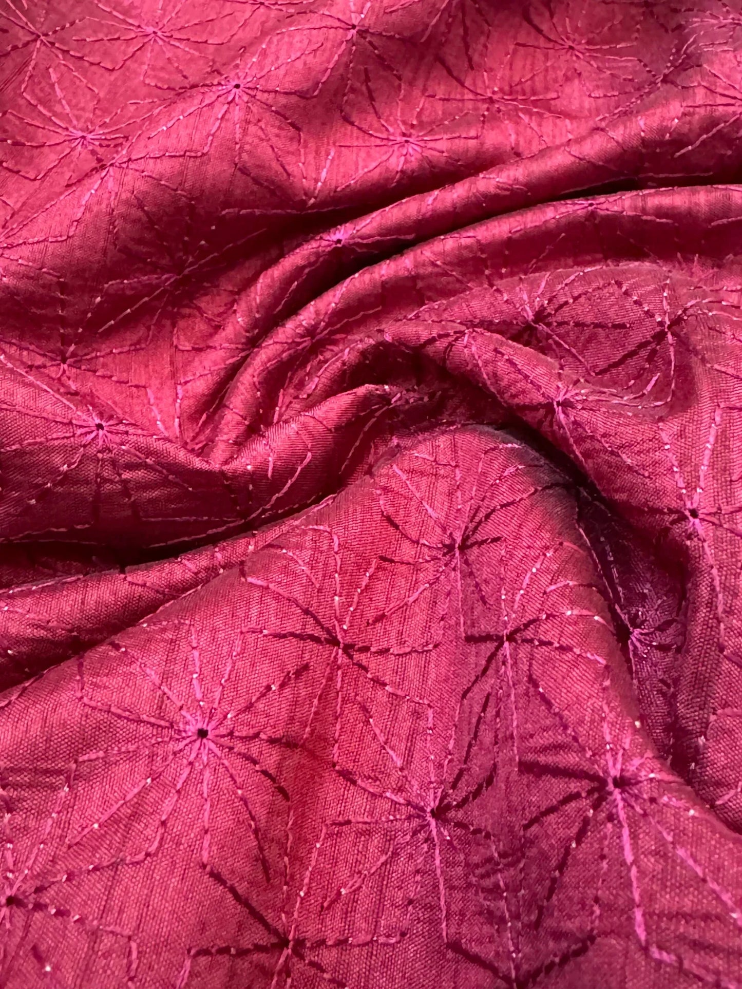 Raw silk embroidered saree – Maroon