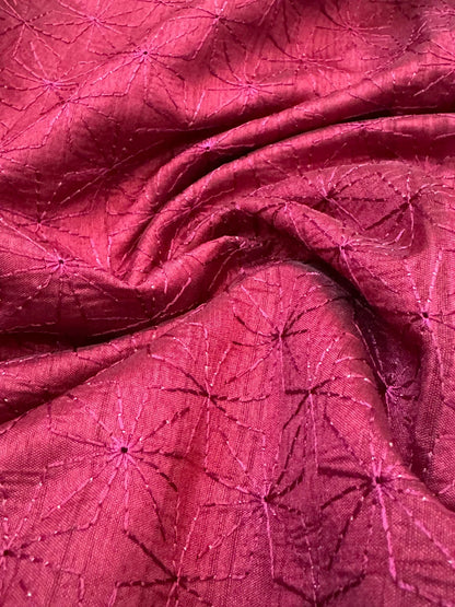 Raw silk embroidered saree – Maroon