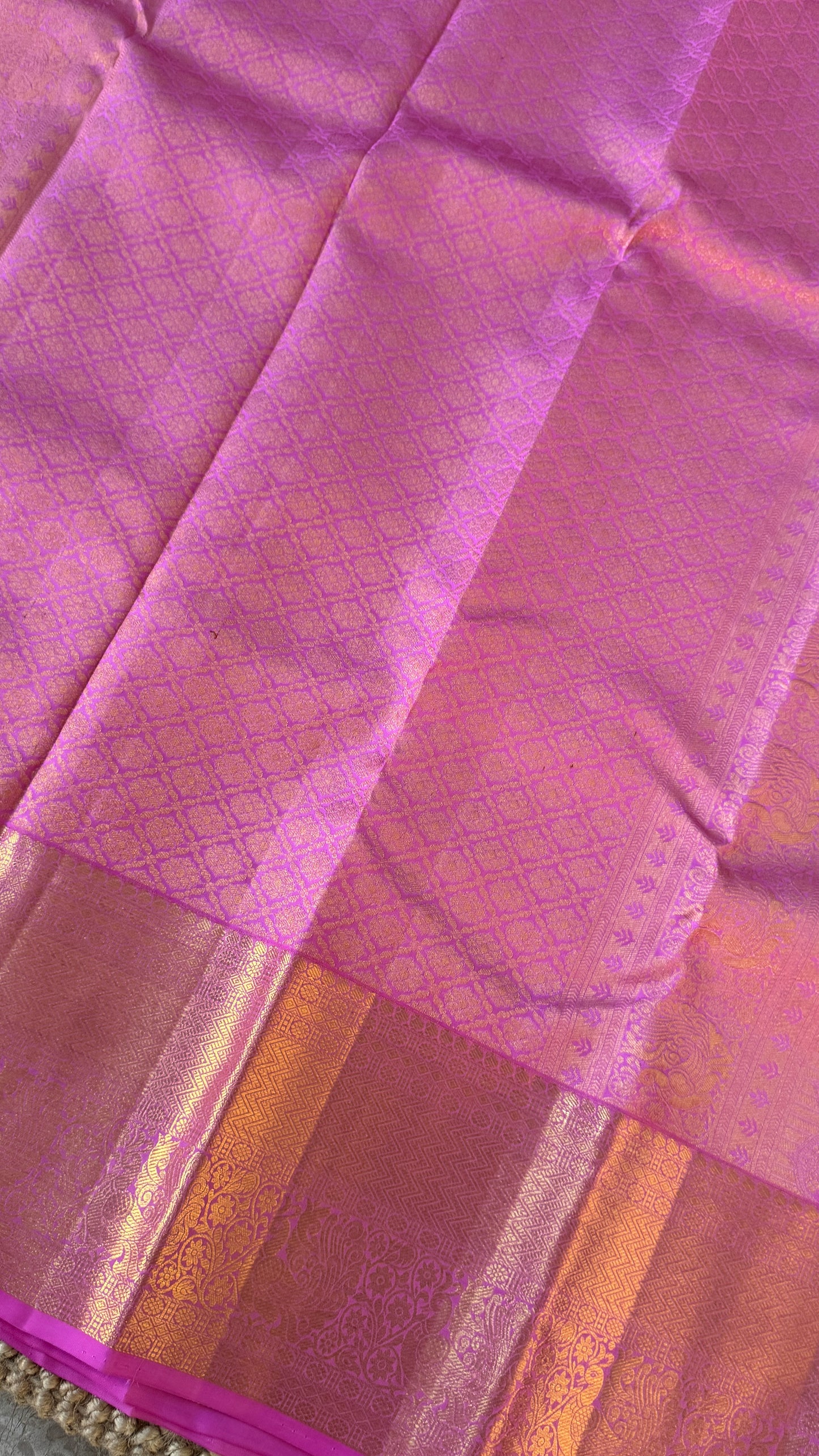 Yellow & Pink Pure Kanchipuram Silk Saree | Silk Mark Certified
