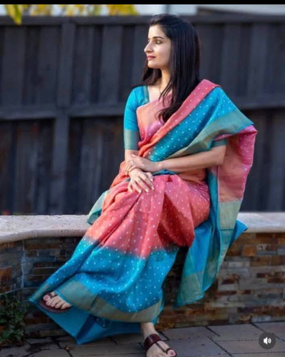 Geometric Patterned Pure Tussar Silk Saree-Pink|Silk Mark Certified