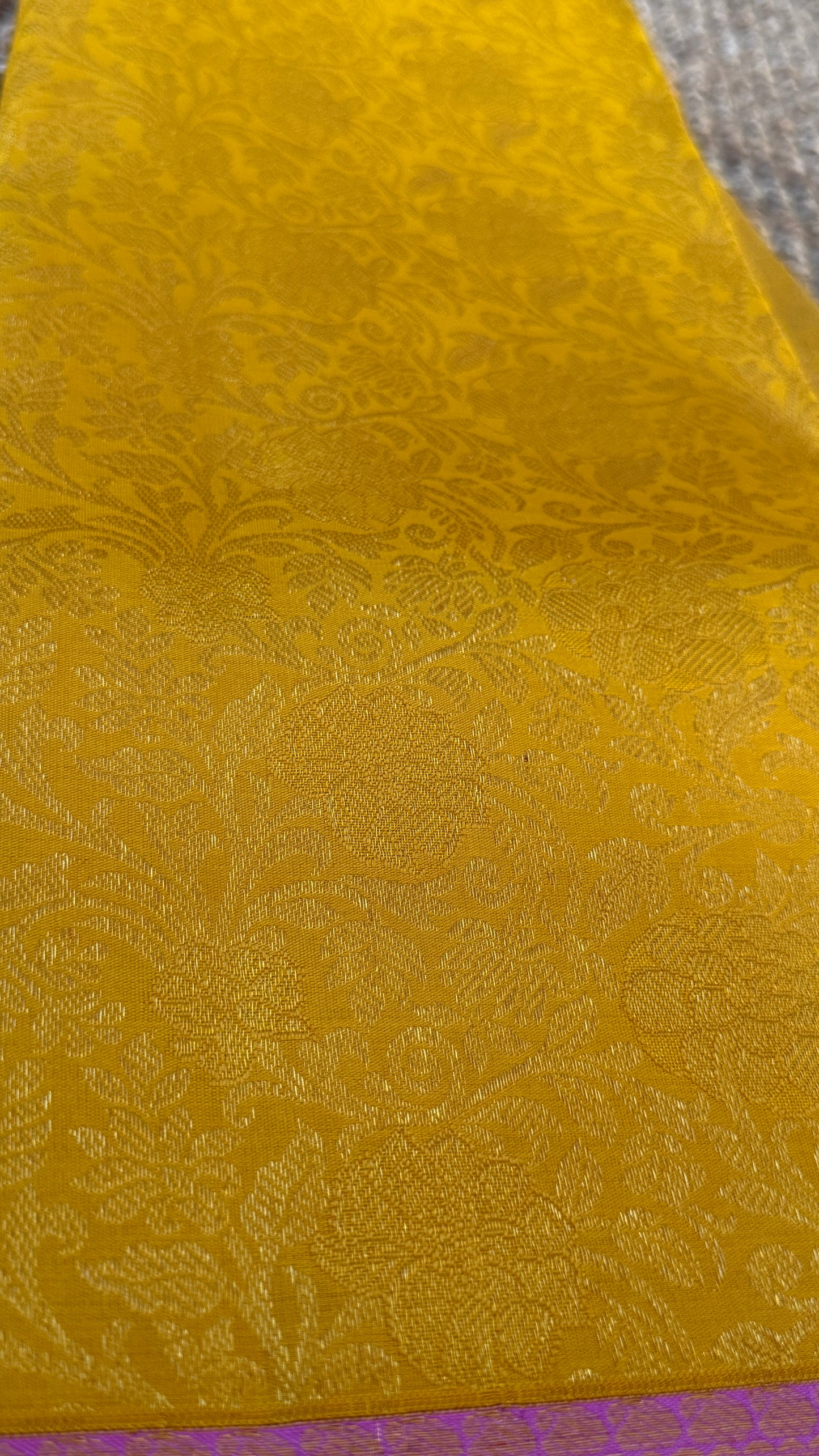 Yellow & Pink Pure Kanchipuram Silk Saree | Silk Mark Certified