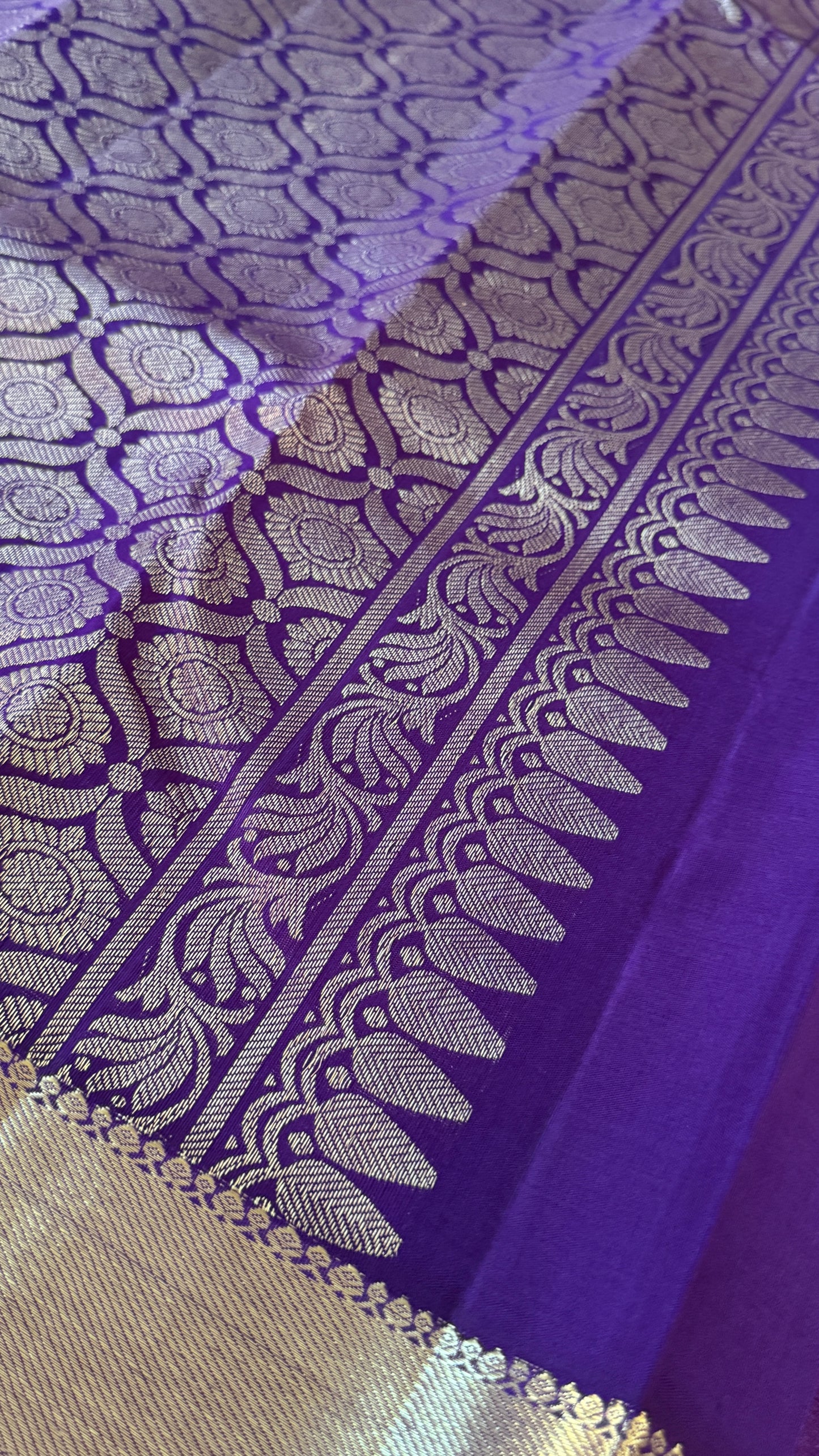 Aquamarine & Purple Pure Kanchipuram Silk Saree | Silk Mark Certified