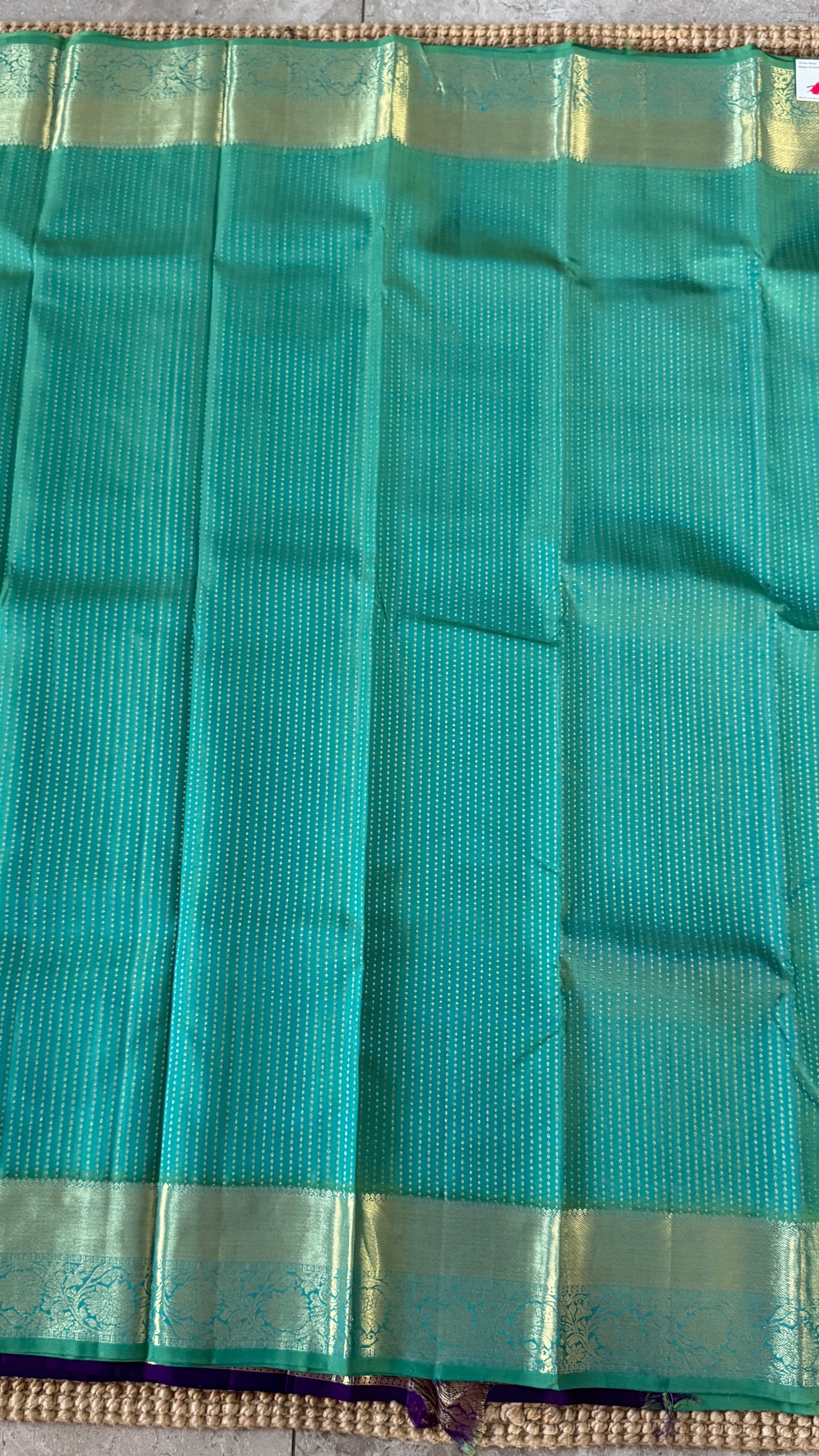 Aquamarine & Purple Pure Kanchipuram Silk Saree | Silk Mark Certified