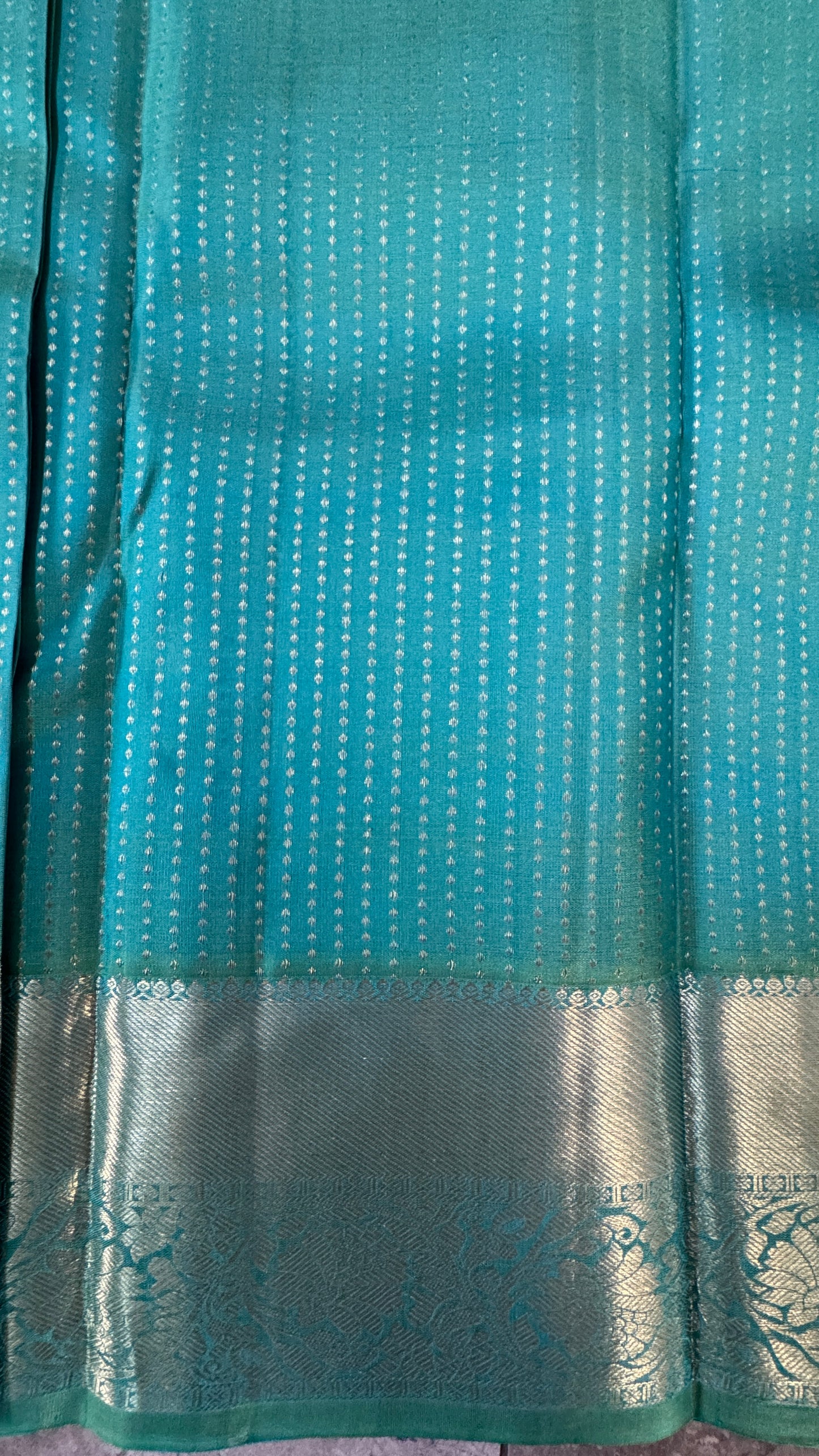 Aquamarine & Purple Pure Kanchipuram Silk Saree | Silk Mark Certified