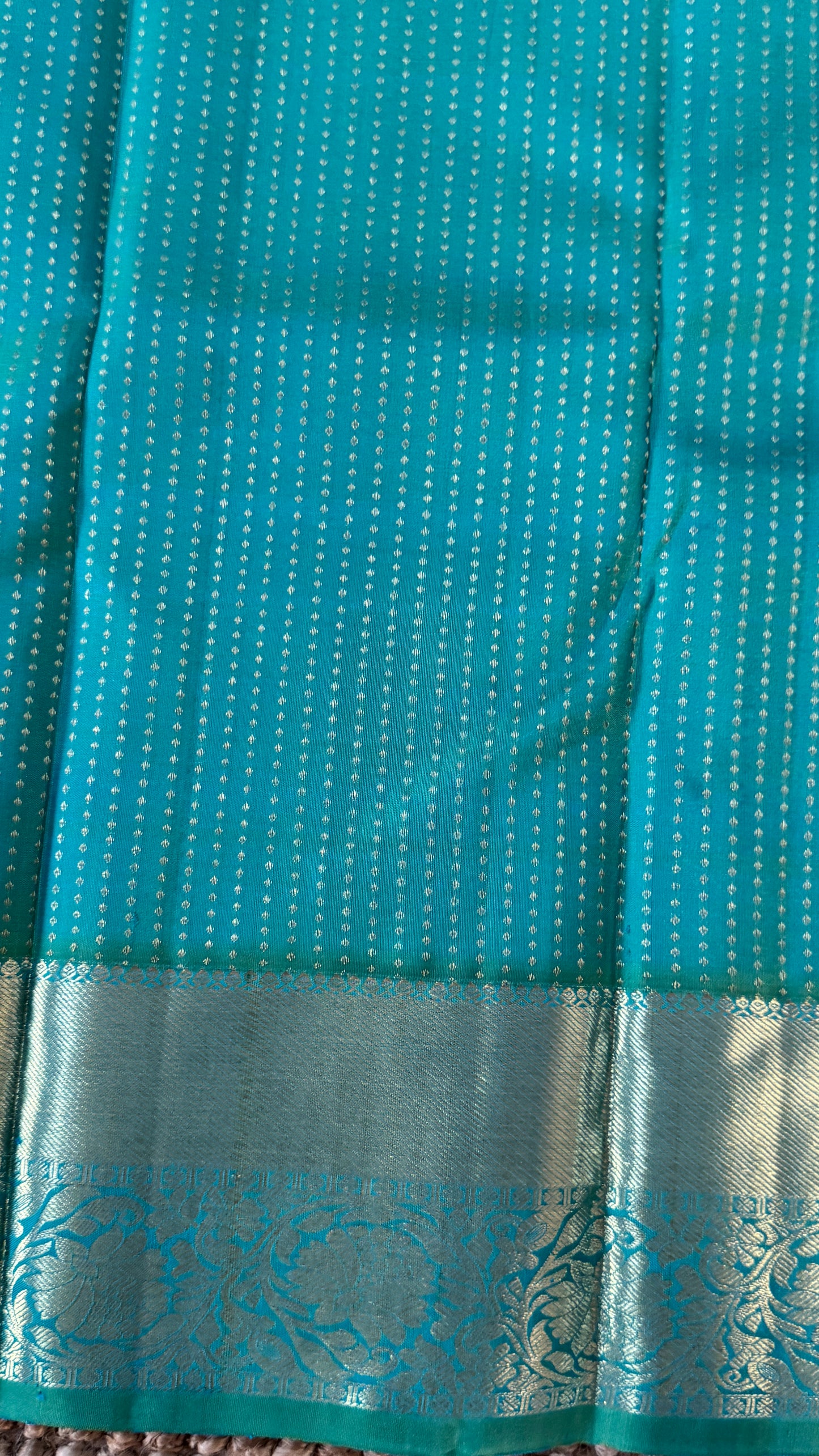 Aquamarine & Purple Pure Kanchipuram Silk Saree | Silk Mark Certified