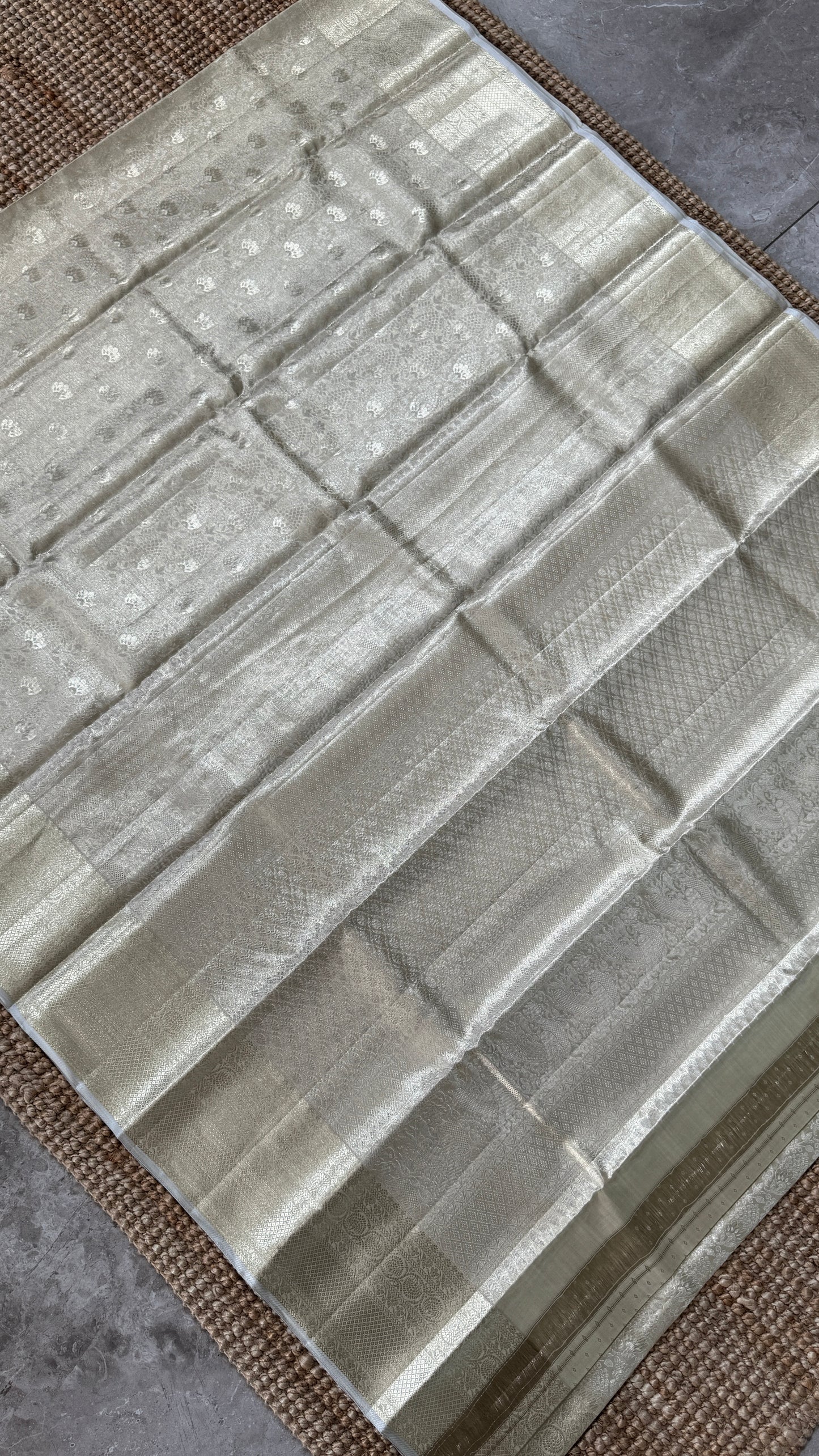Tissue Kanchivaram Silk Saree – Half White