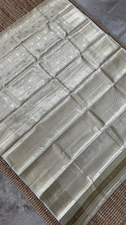 Tissue Kanchivaram Silk Saree – Half White
