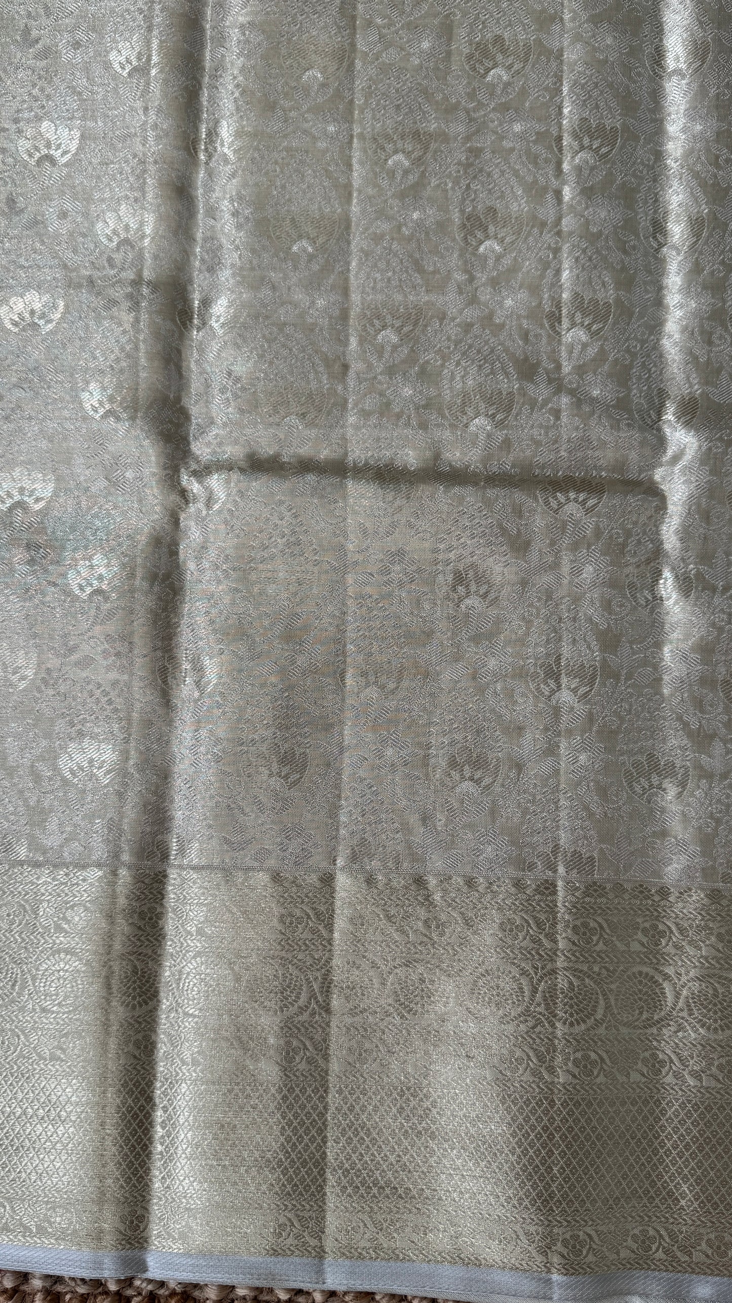 Tissue Kanchivaram Silk Saree – Half White
