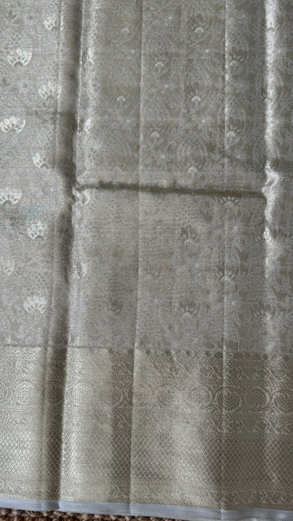 Tissue Kanchivaram Silk Saree – Half White