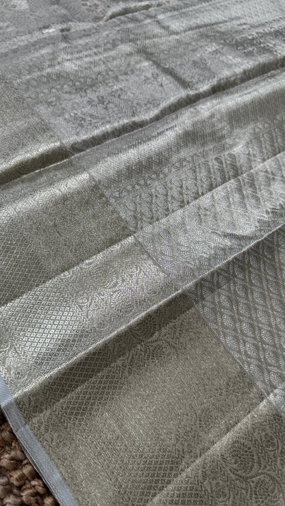Tissue Kanchivaram Silk Saree – Half White