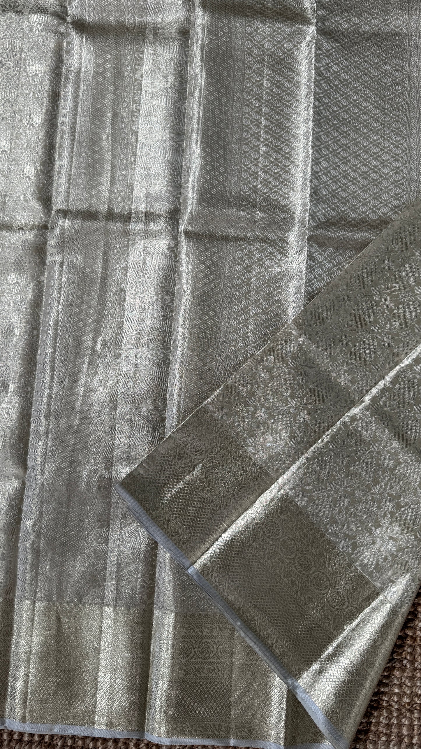 Tissue Kanchivaram Silk Saree – Half White