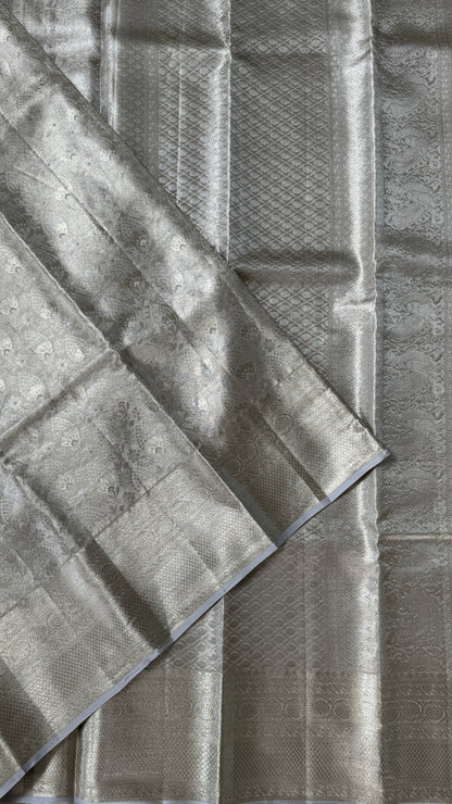 Tissue Kanchivaram Silk Saree – Half White