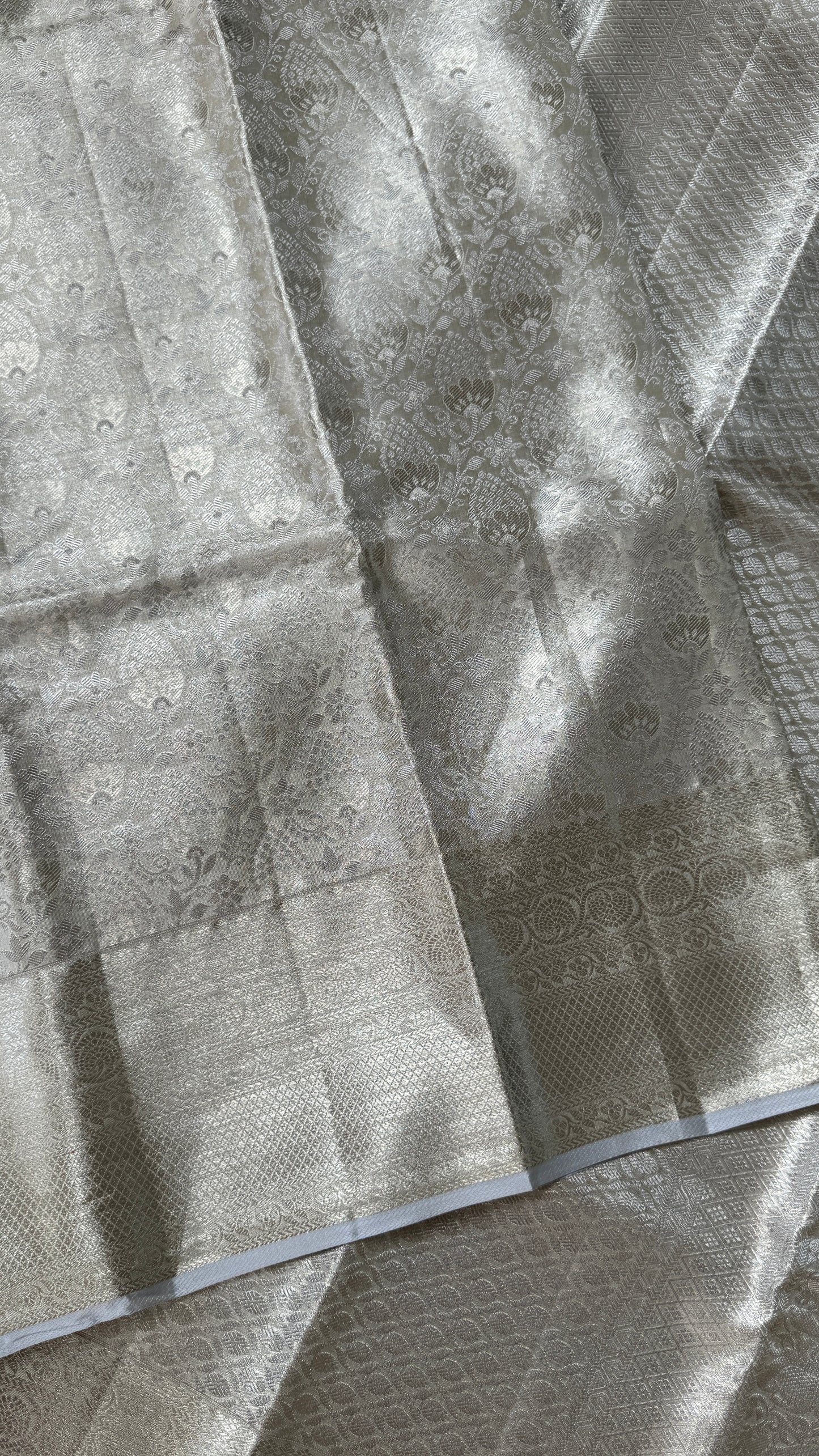 Tissue Kanchivaram Silk Saree – Half White
