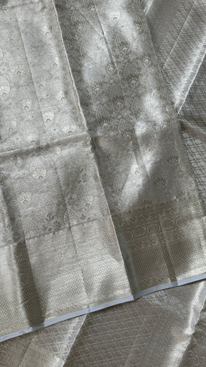 Tissue Kanchivaram Silk Saree – Half White