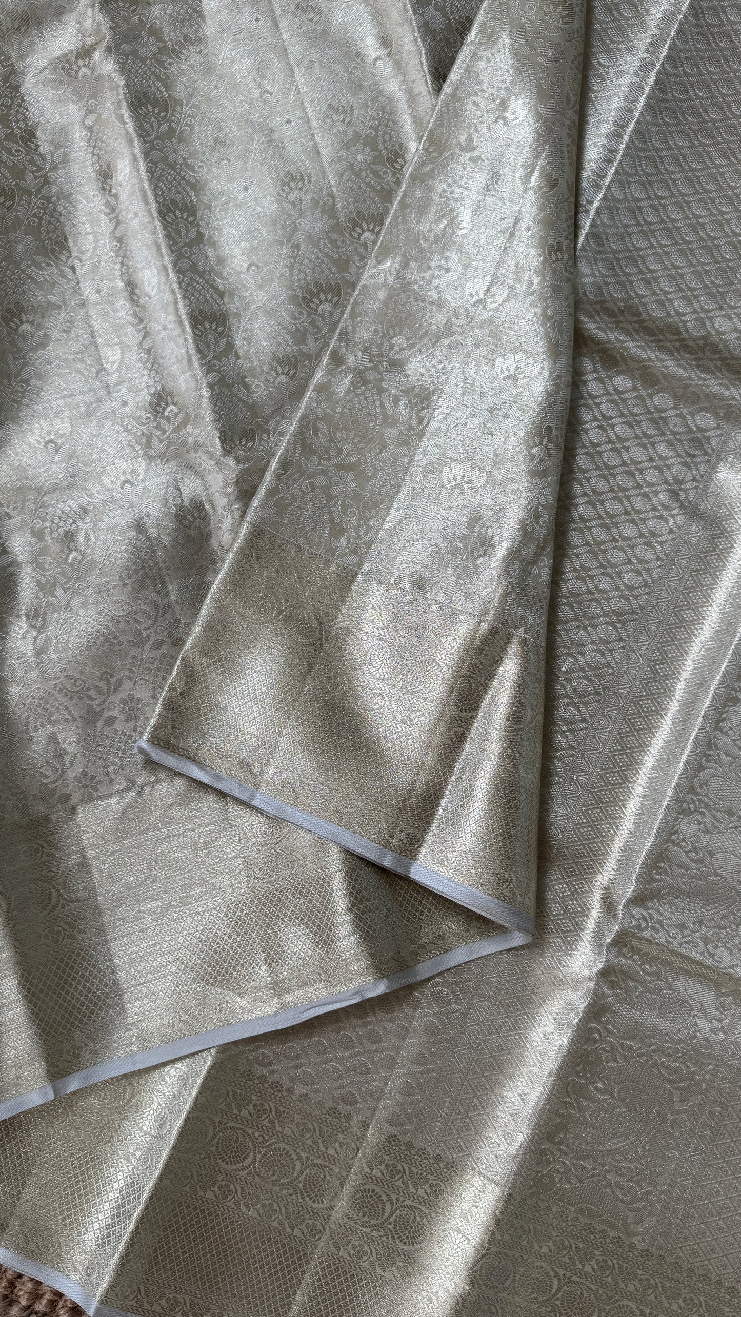 Tissue Kanchivaram Silk Saree – Half White