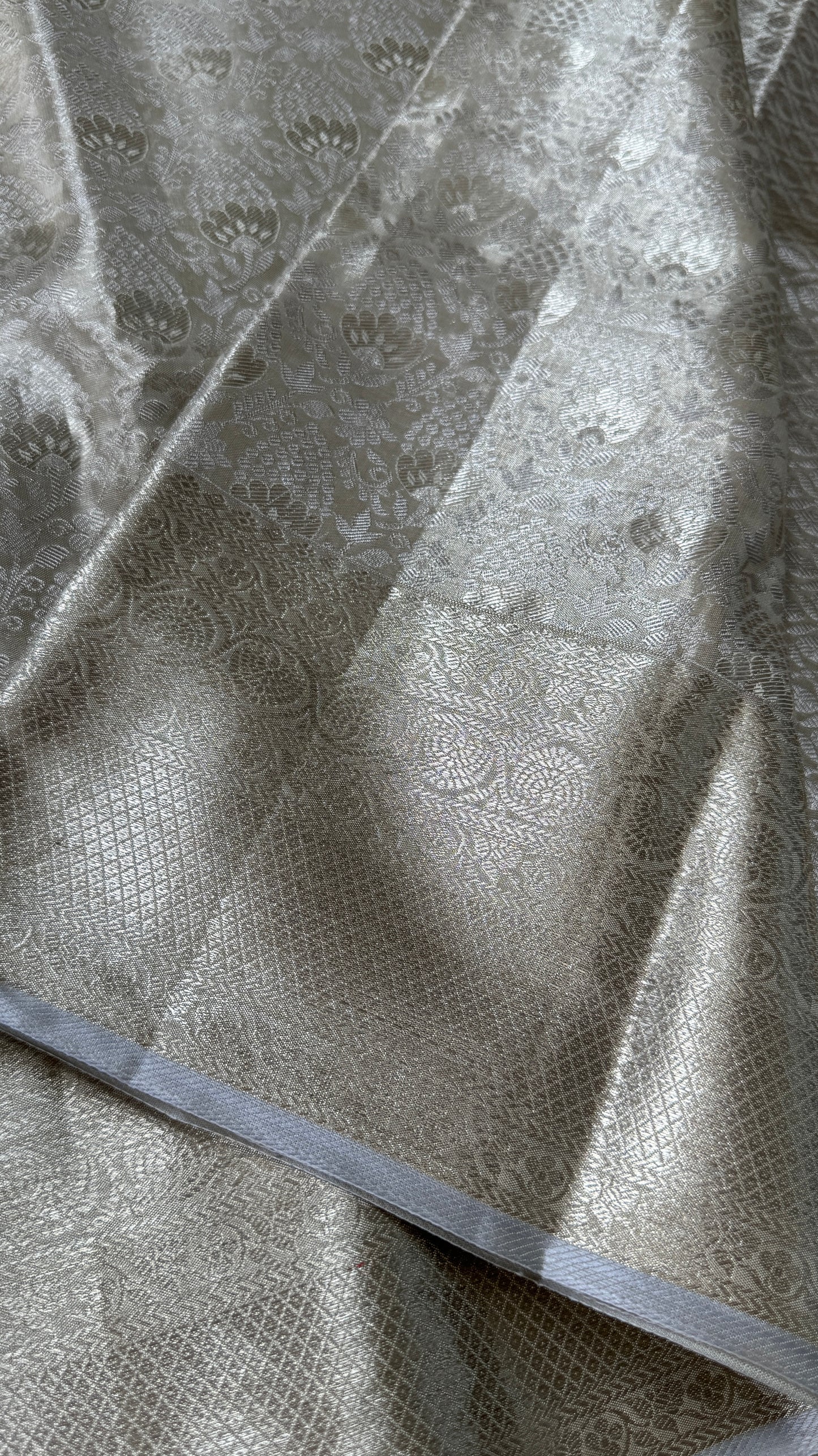 Tissue Kanchivaram Silk Saree – Half White