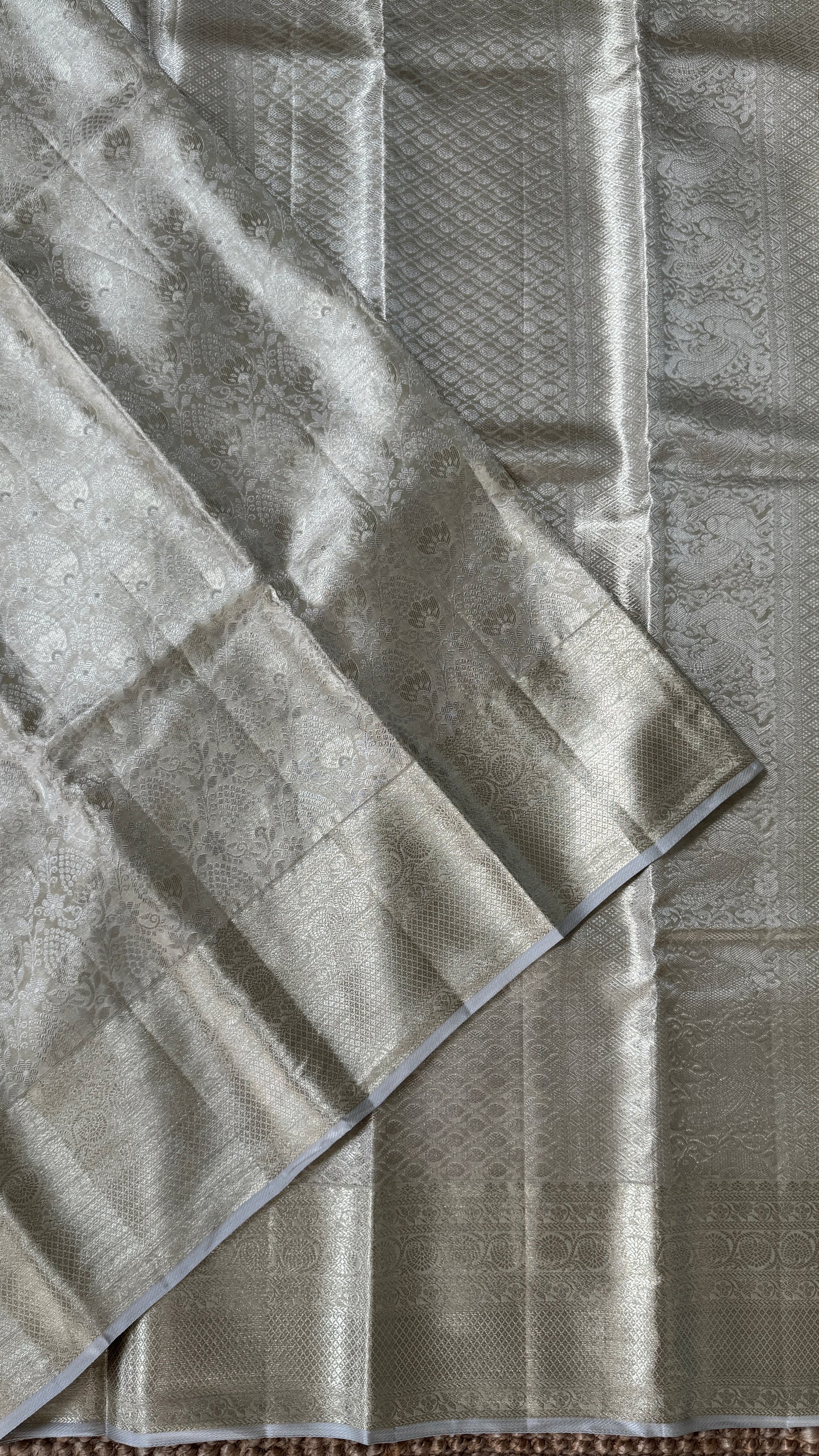 Tissue Kanchivaram Silk Saree – Half White