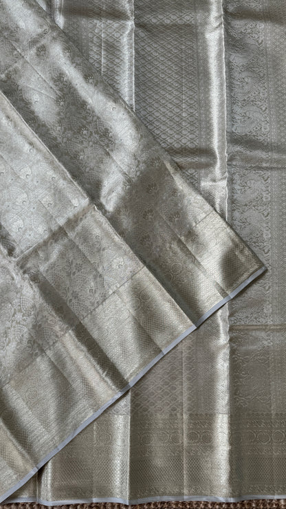 Tissue Kanchivaram Silk Saree – Half White