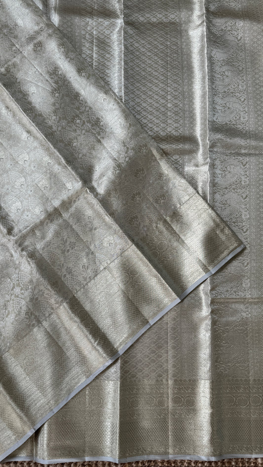 Half White Tissue Kanchipuram Silk Saree | Silk Mark Certified