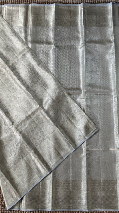 Tissue Kanchivaram Silk Saree – Half White