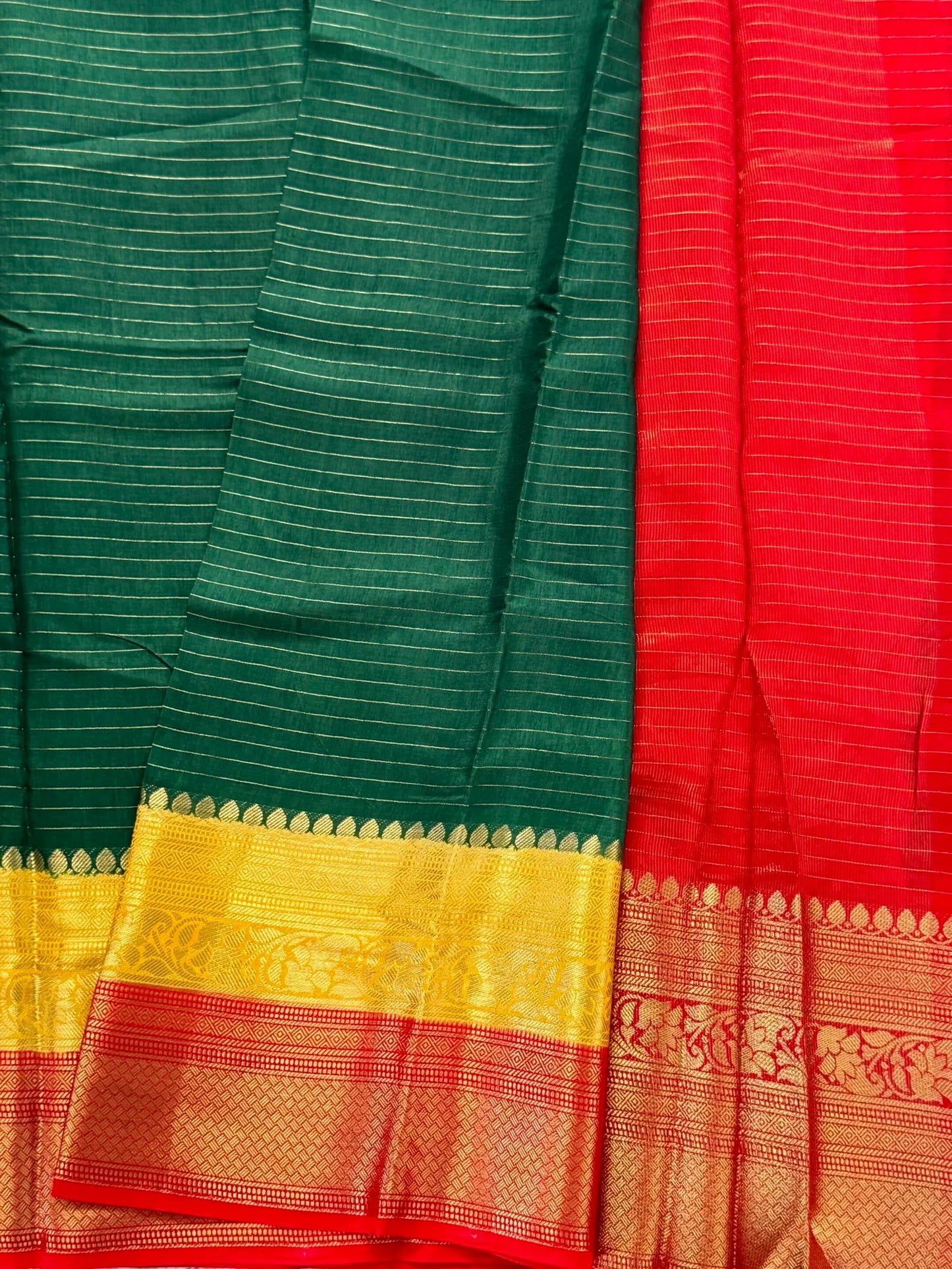 Crepe Silk Saree – Green with 3D Borders