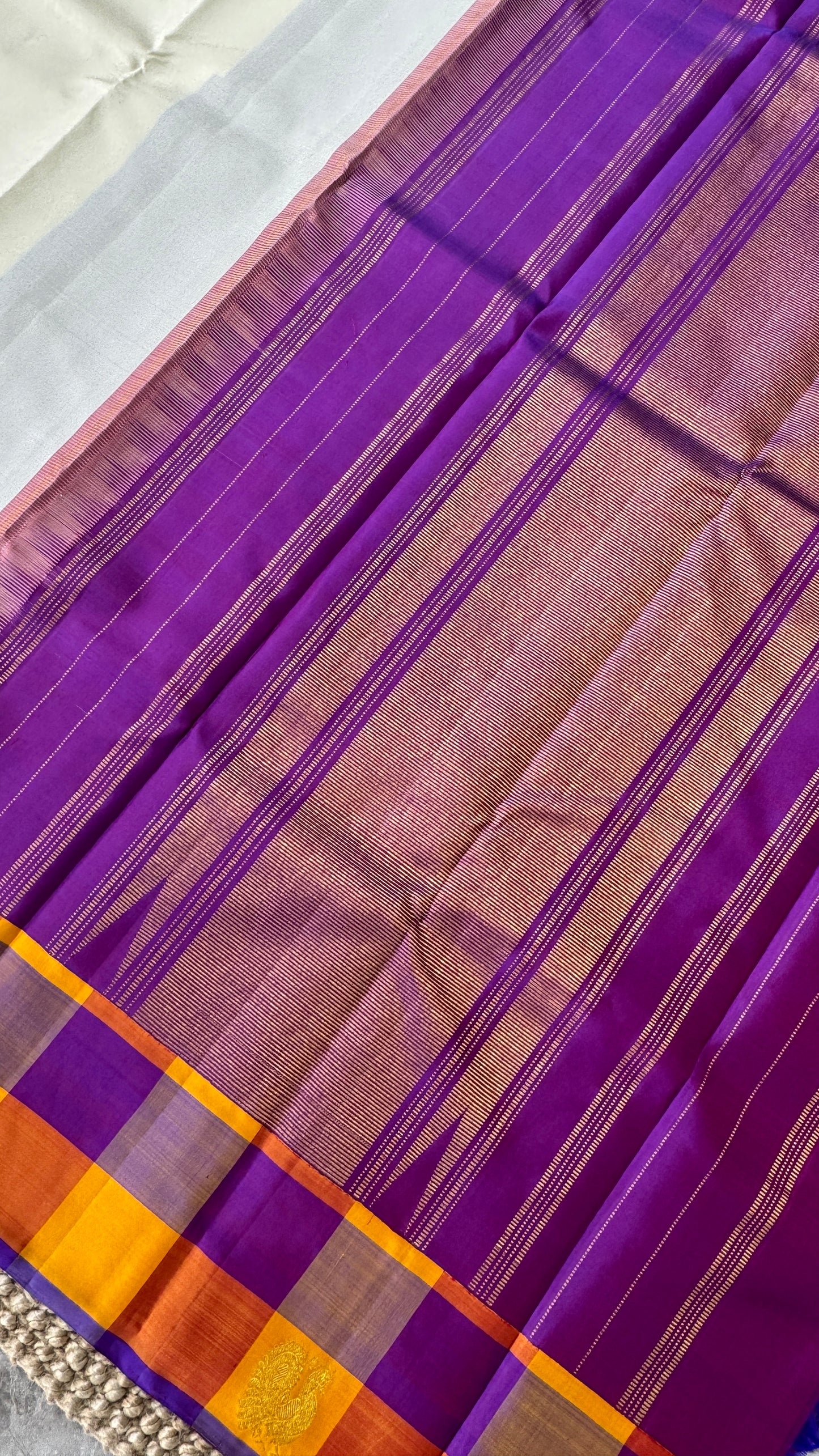 Half White Pure Kanchipuram Silk Saree | Silk Mark Certified