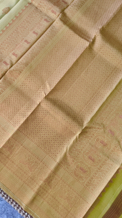 Champagne Pure Kanchipuram Silk Saree | Silk Mark Certified