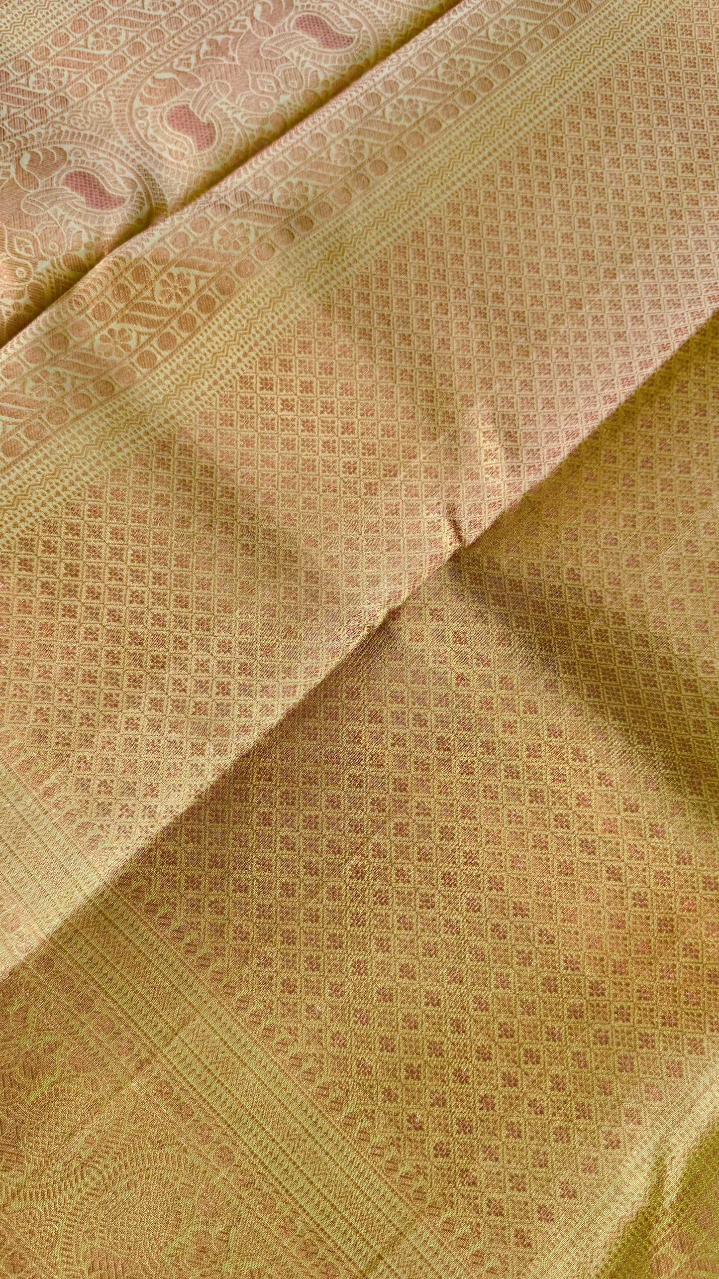 Champagne Pure Kanchipuram Silk Saree | Silk Mark Certified