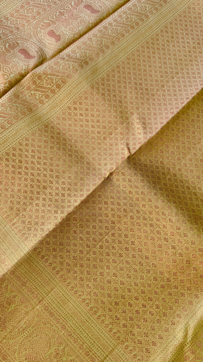 Champagne Pure Kanchipuram Silk Saree | Silk Mark Certified