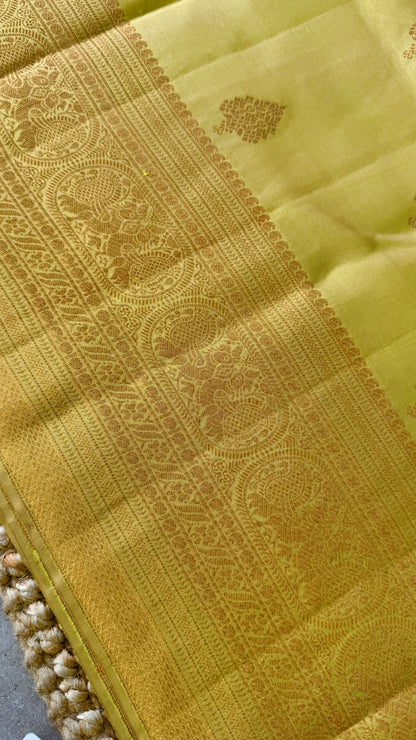 Champagne Pure Kanchipuram Silk Saree | Silk Mark Certified
