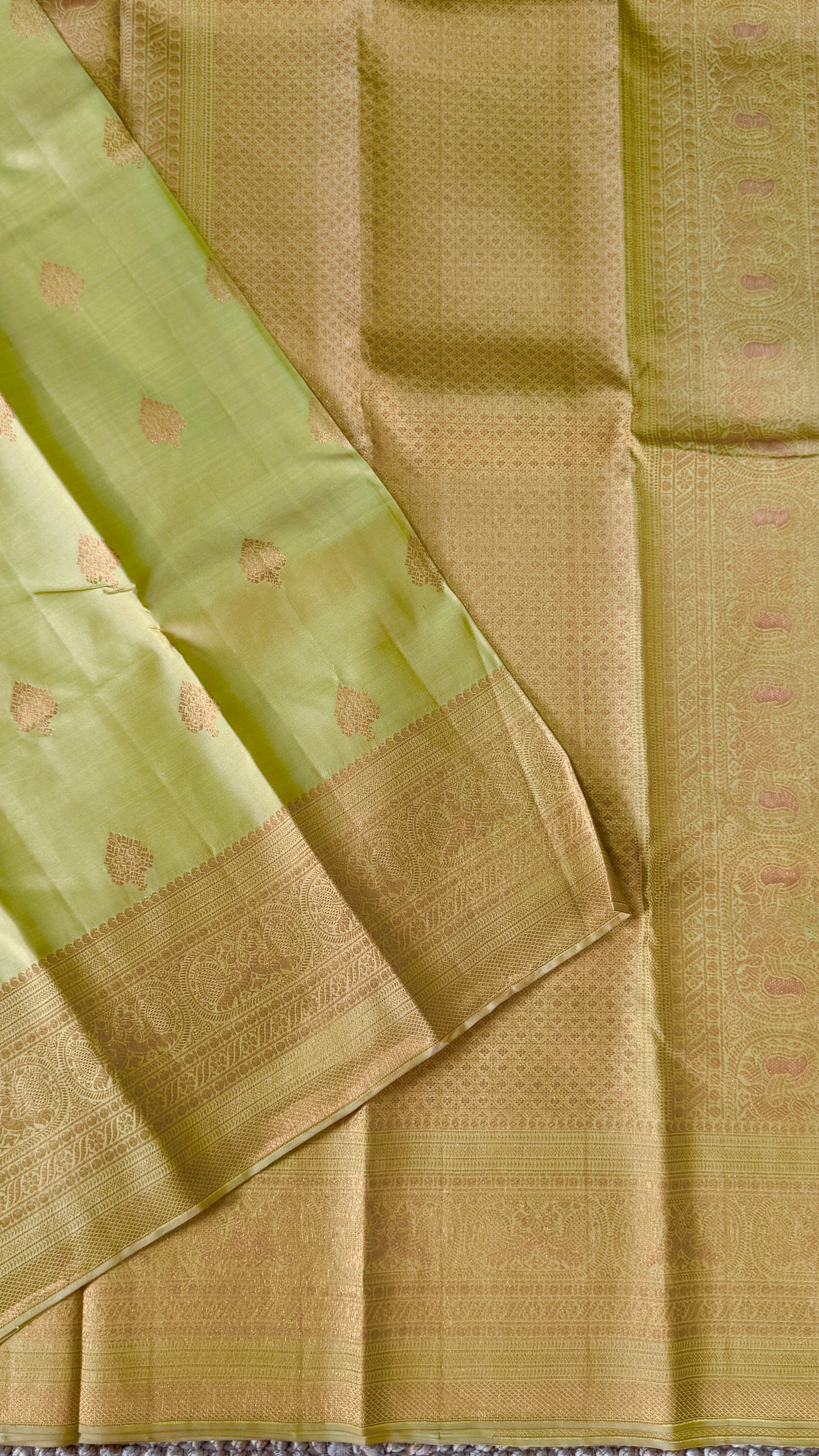 Champagne Pure Kanchipuram Silk Saree | Silk Mark Certified