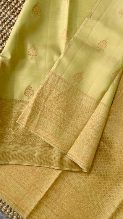 Champagne Pure Kanchipuram Silk Saree | Silk Mark Certified