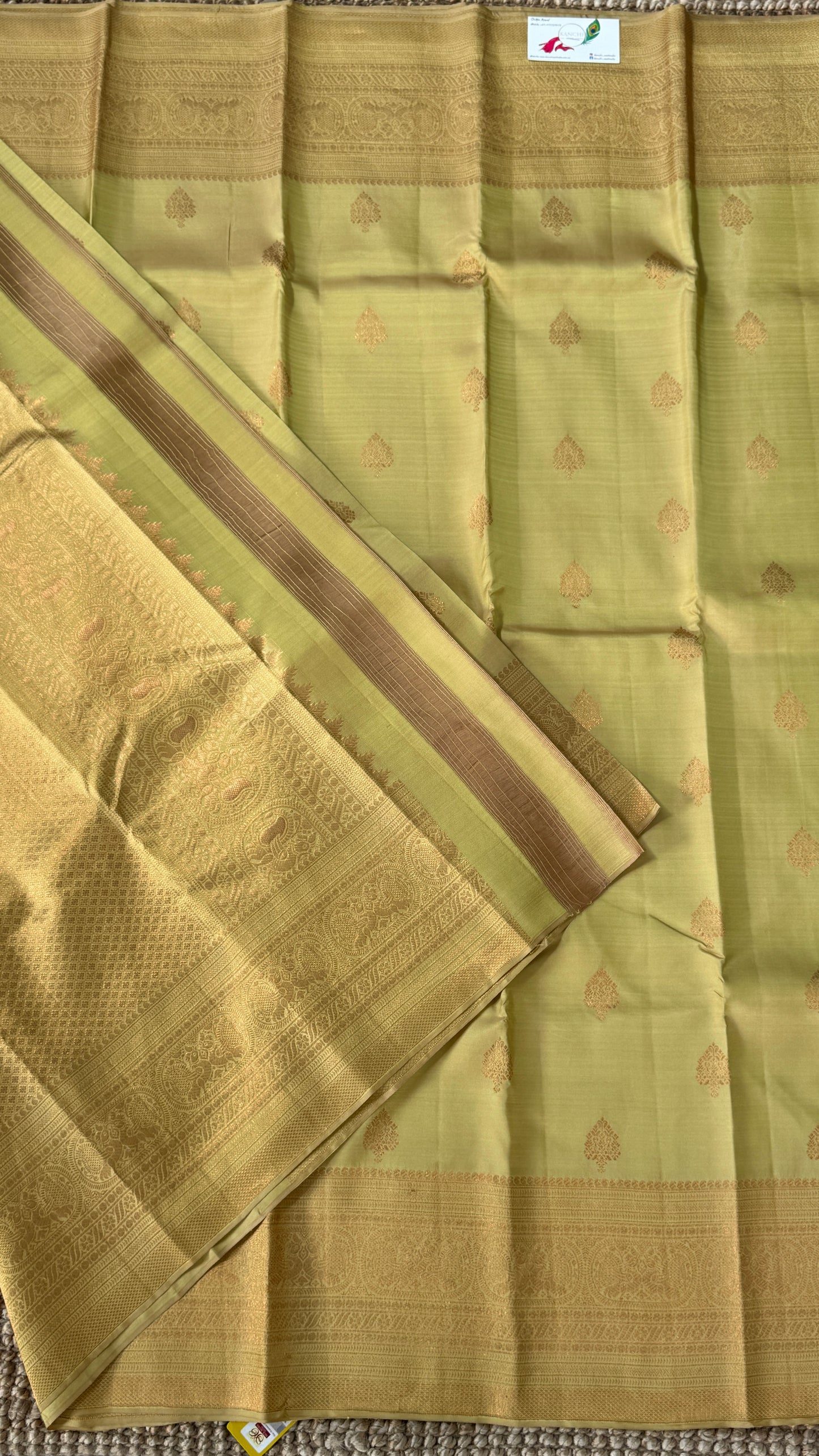 Champagne Pure Kanchipuram Silk Saree | Silk Mark Certified