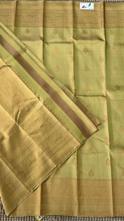 Champagne Pure Kanchipuram Silk Saree | Silk Mark Certified